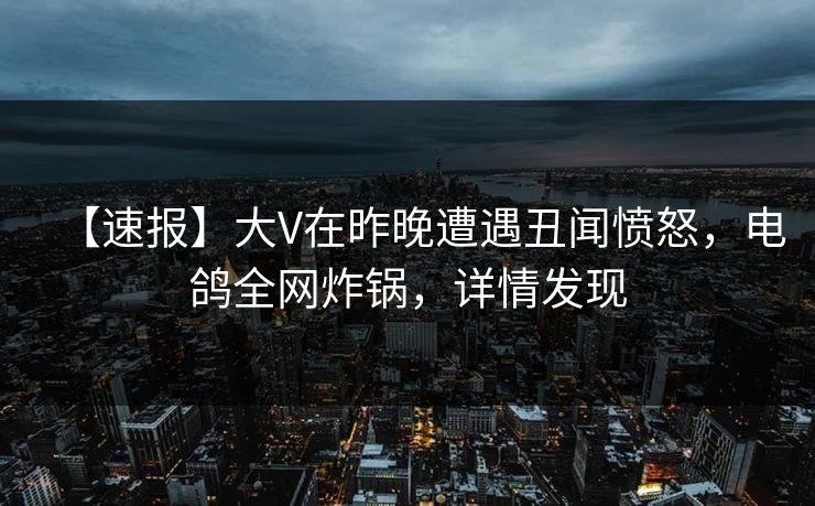 【速报】大V在昨晚遭遇丑闻愤怒，电鸽全网炸锅，详情发现