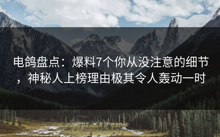 电鸽盘点：爆料7个你从没注意的细节，神秘人上榜理由极其令人轰动一时