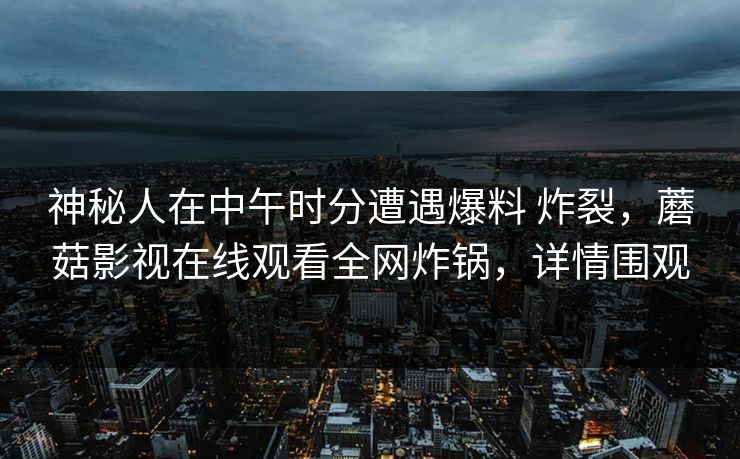 神秘人在中午时分遭遇爆料 炸裂，蘑菇影视在线观看全网炸锅，详情围观